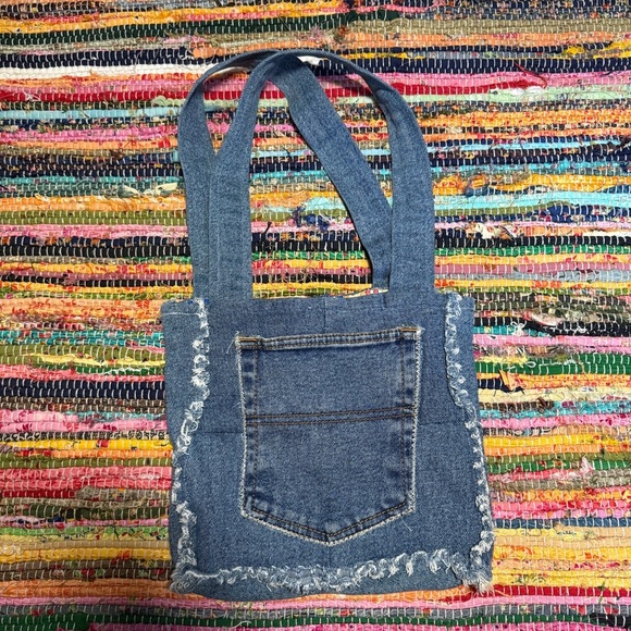 Vintage Handmade Denim Mini Tote Bag – Upcycled Y2K Grunge Vibes - Picture 4 of 6
